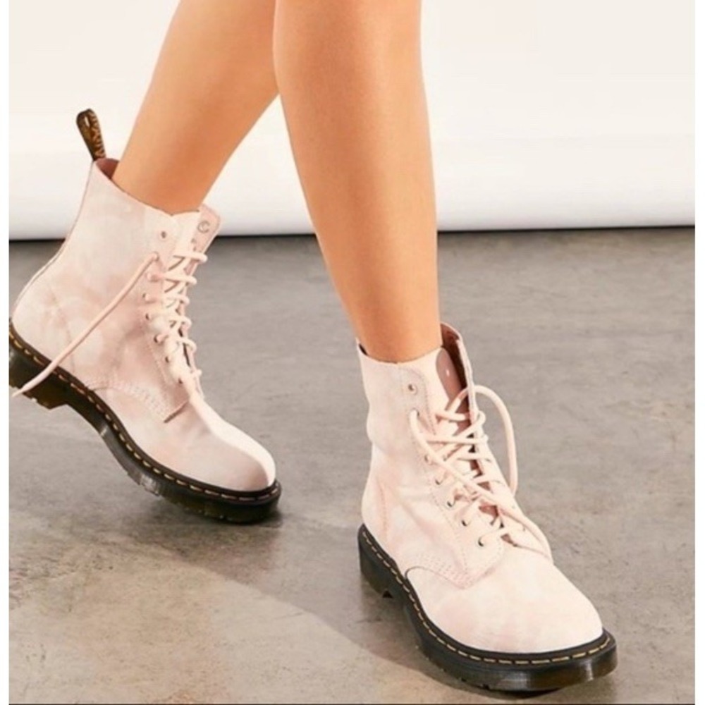 Dr. Martens 1460 Pascal Pink Tie-Dye Suede Combat Boots Lug Sole Women's Size 8